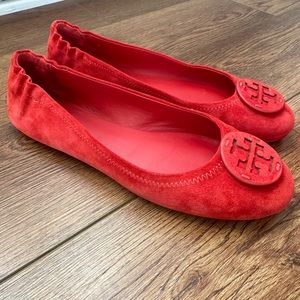 Tory Burch Red Suede Ballet Flats Size 8.5